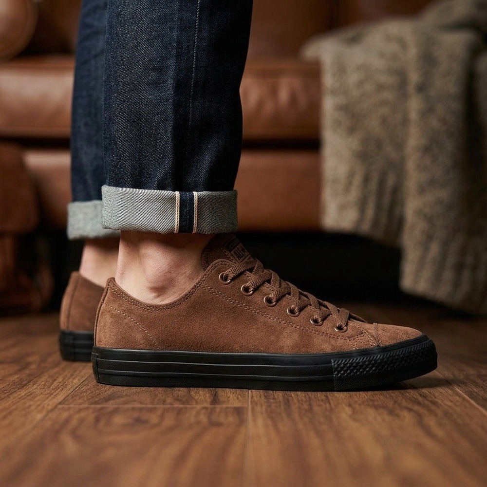 Converse Chuck Taylor All Star Low Suede Brown Black Men 7 Women 9 A13402C NIB